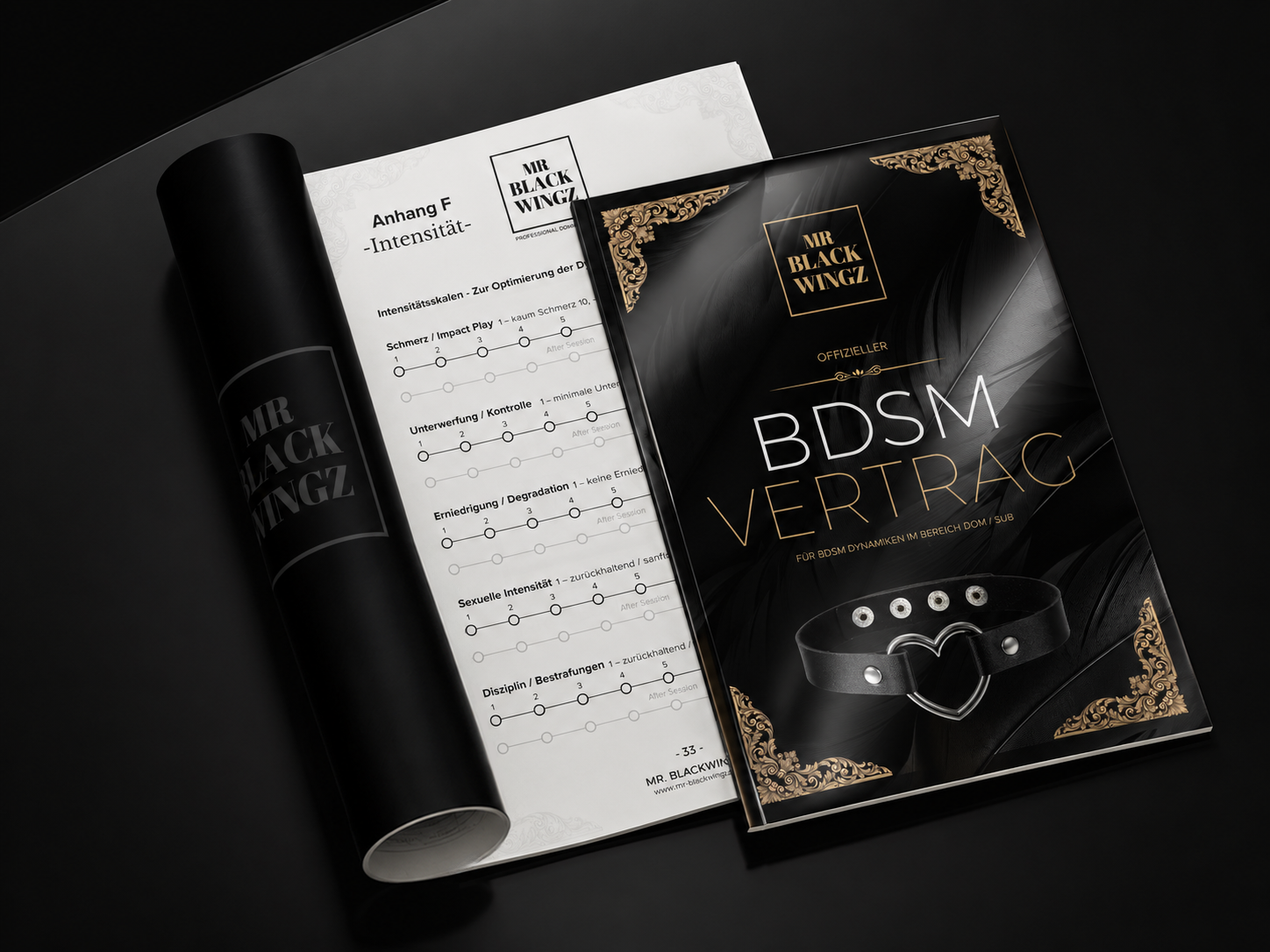 BDSM-Konsensvertrag – aufgeschlagene Innenseiten